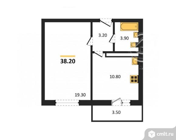 1-комнатная квартира 38,2 кв.м. Фото 7.