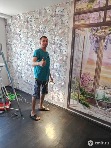 Поклейка обоев ремонт квартир под ключ. Фото 1.