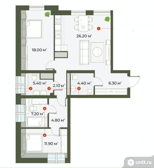 Продам 2-комн. квартиру 87.9 кв.м.. Фото 1.