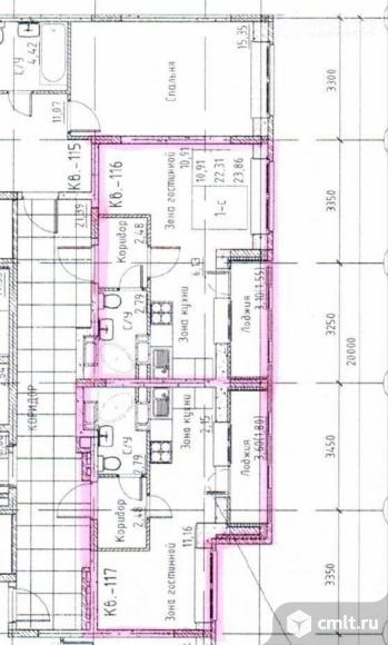 1-комнатная квартира 23,86 кв.м. Фото 1.