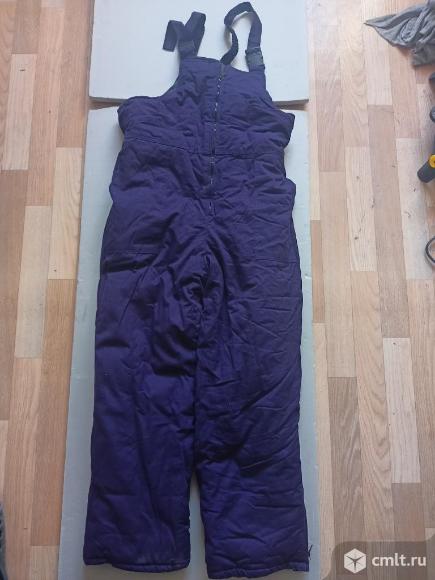 Штаны рабочие утепленные на лямках с молнией. Фото 1.