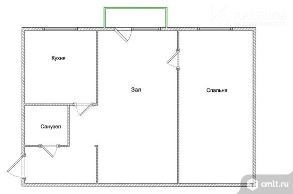 2-комнатная квартира 42,8 кв.м. Фото 1.