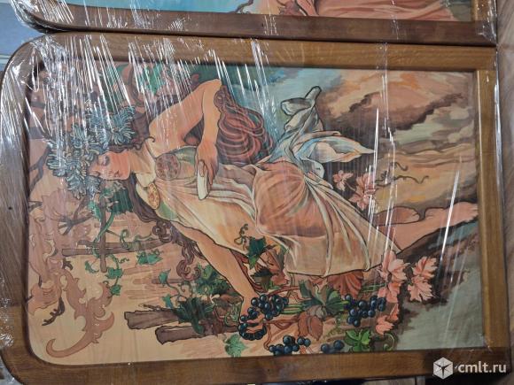 Картина на холсте 3 шт репродукция цикла картин " Времена года" написаных Альфонсом Мухой (1896). Фото 5.