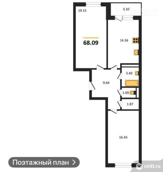 2-комнатная квартира 68,09 кв.м. Фото 1.