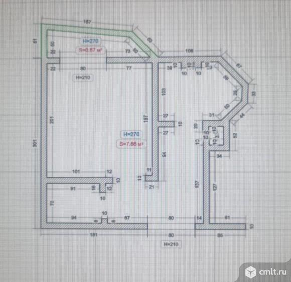 1-комнатная квартира 50,5 кв.м. Фото 16.