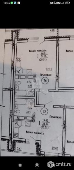 1-комнатная квартира 25,71 кв.м. Фото 3.