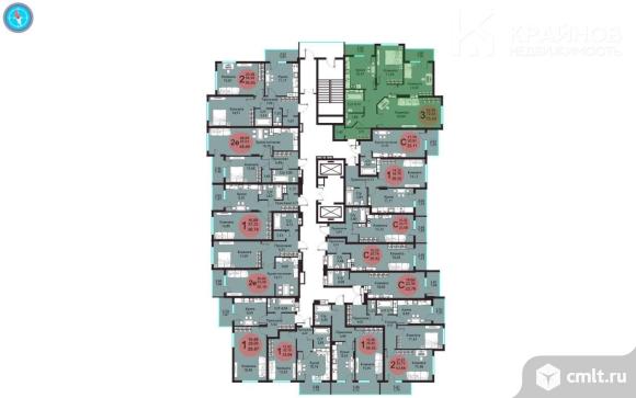 3-комнатная квартира 75,43 кв.м. Фото 19.