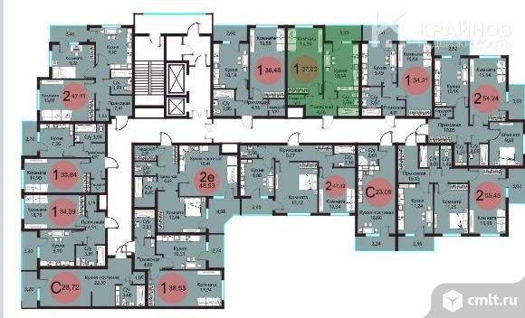 1-комнатная квартира 37,03 кв.м. Фото 15.