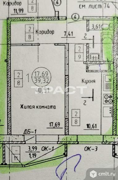 1-комнатная квартира 40 кв.м. Фото 20.