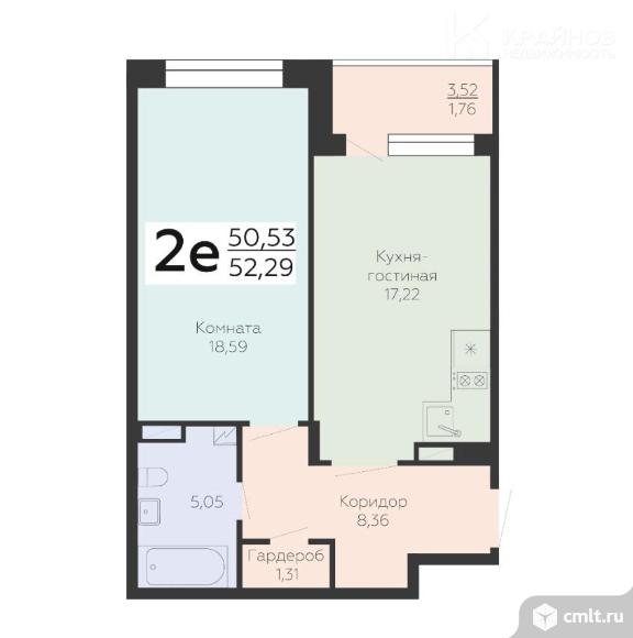 2-комнатная квартира 52,29 кв.м. Фото 1.