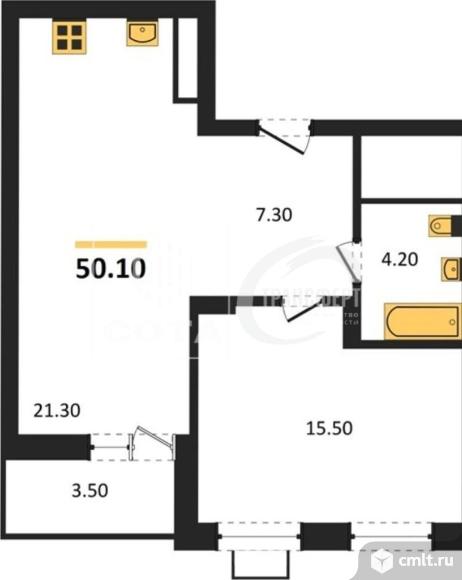 1-комнатная квартира 50,1 кв.м. Фото 10.