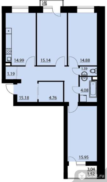 3-комнатная квартира 89,5 кв.м. Фото 5.