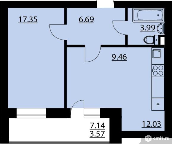 2-комнатная квартира 53 кв.м. Фото 5.