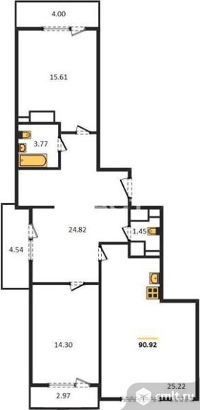 2-комнатная квартира 85,8 кв.м. Фото 1.
