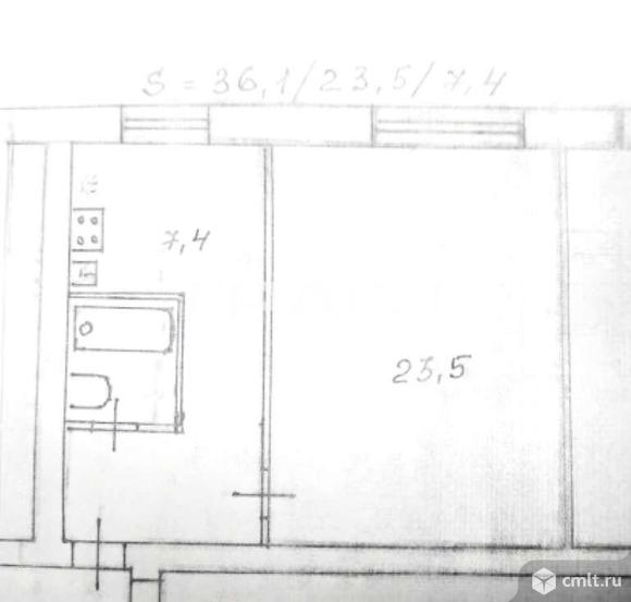 1-комнатная квартира 36,1 кв.м. Фото 1.
