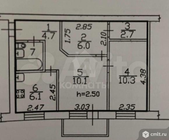 3-комнатная квартира 42,9 кв.м. Фото 10.