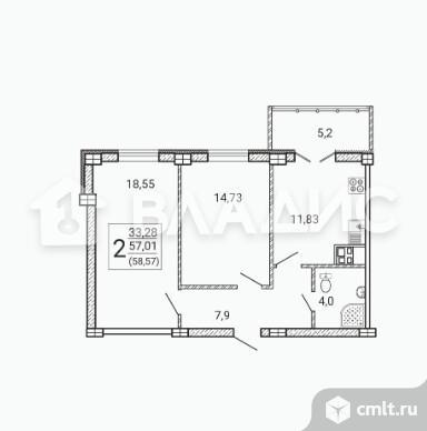 2-комнатная квартира 57,4 кв.м. Фото 17.