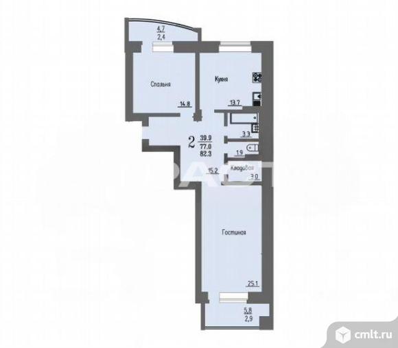 2-комнатная квартира 82,4 кв.м. Фото 14.