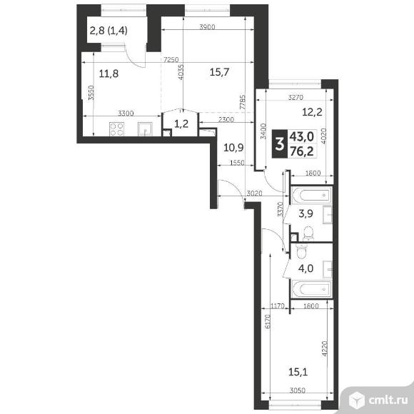 Продам 3-комн. квартиру 76.2 кв.м.. Фото 1.