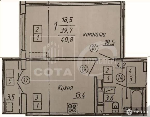 1-комнатная квартира 39,5 кв.м. Фото 17.