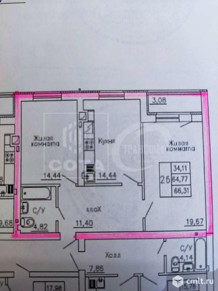 2-комнатная квартира 63,8 кв.м. Фото 19.