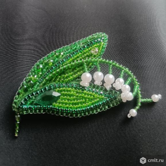 Брошь, бисер, ручная работа. Фото 1.