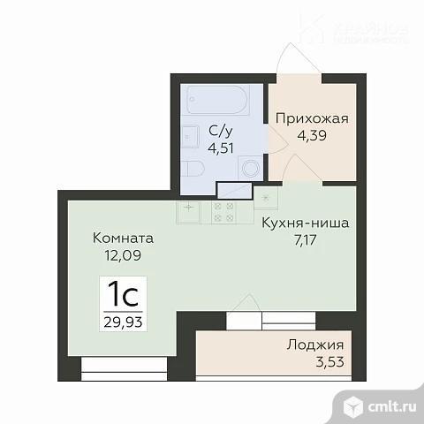 1-комнатная квартира 29,93 кв.м. Фото 1.