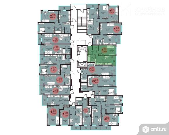 1-комнатная квартира 40,69 кв.м. Фото 13.