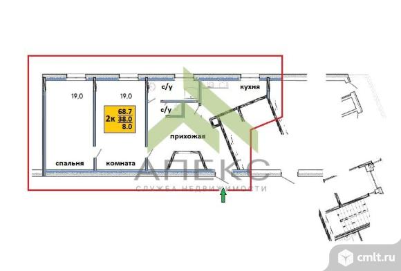 2-комнатная квартира 68,7 кв.м. Фото 18.