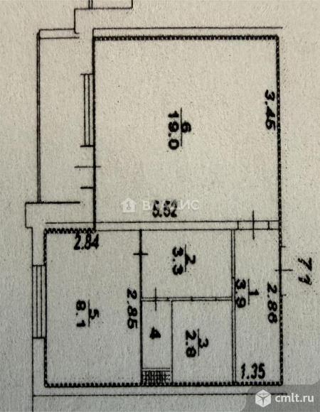 1-комнатная квартира 38,1 кв.м. Фото 9.