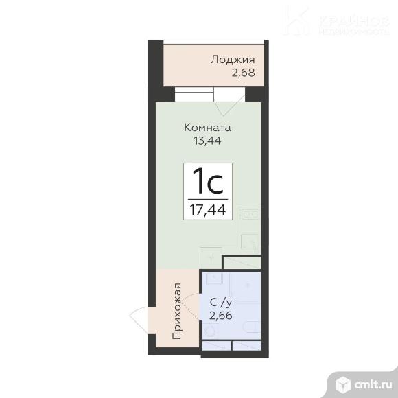 1-комнатная квартира 17,44 кв.м. Фото 1.