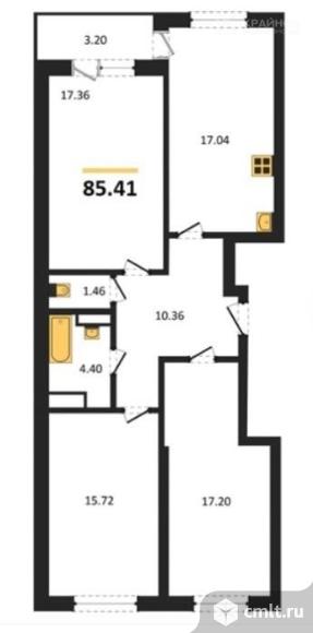 3-комнатная квартира 85,41 кв.м. Фото 1.