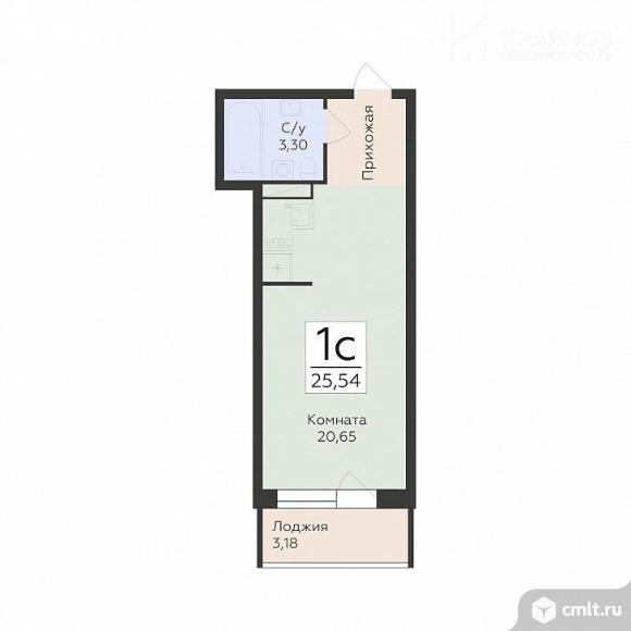 1-комнатная квартира 25,54 кв.м. Фото 1.