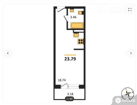 1-комнатная квартира 23,79 кв.м. Фото 1.