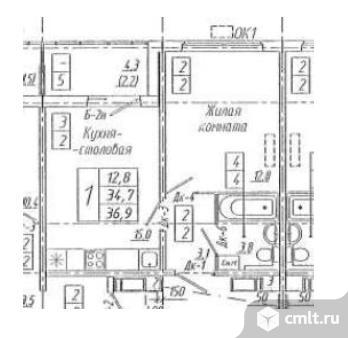 1-комнатная квартира 36,9 кв.м. Фото 9.