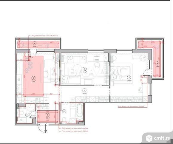 3-комнатная квартира 96,4 кв.м. Фото 1.