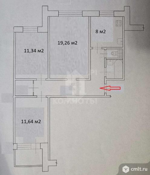 3-комнатная квартира 67,2 кв.м. Фото 12.