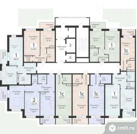 1-комнатная квартира 33,88 кв.м. Фото 9.