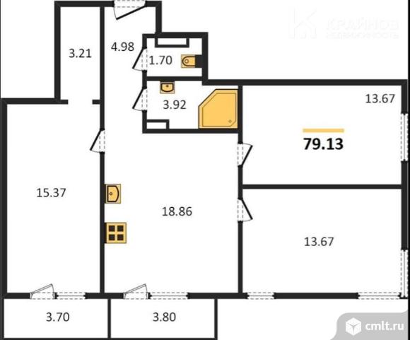 4-комнатная квартира 79,13 кв.м. Фото 1.