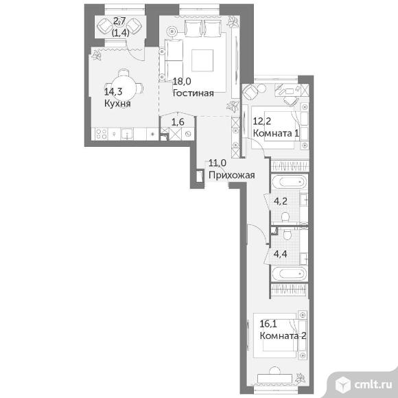 Продам 3-комн. квартиру 83.2 кв.м.. Фото 1.