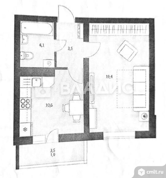 1-комнатная квартира 37,5 кв.м. Фото 17.