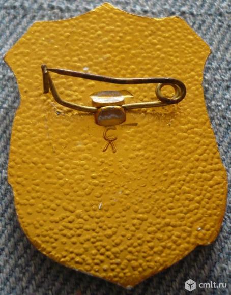 Значок "Дружинник", серп и молот, звезда, клеймо "СЛ", СССР.. Фото 2.