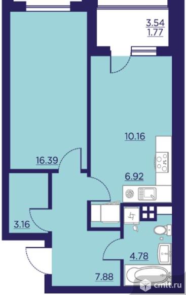 2-комнатная квартира 51,06 кв.м. Фото 1.