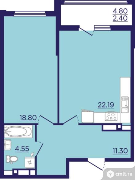 2-комнатная квартира 59,24 кв.м. Фото 1.