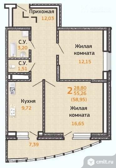 2-комнатная квартира 56,5 кв.м. Фото 20.