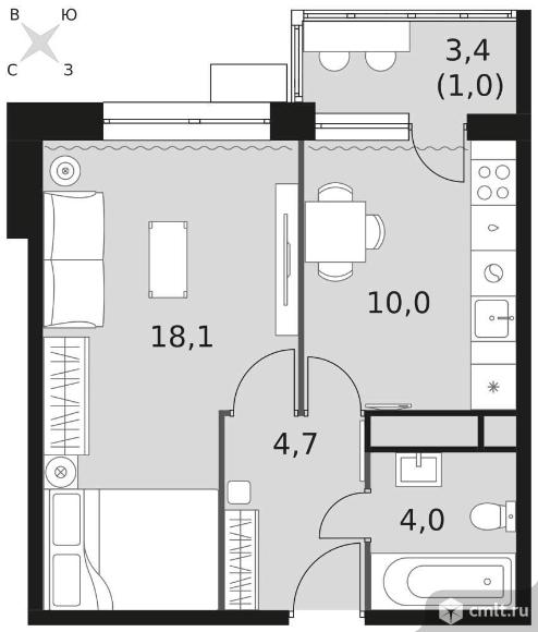 Продам 1-комн. квартиру 37.8 кв.м.. Фото 1.