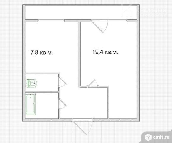 1-комнатная квартира 35 кв.м. Фото 1.