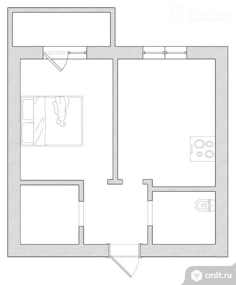1-комнатная квартира 37 кв.м. Фото 1.