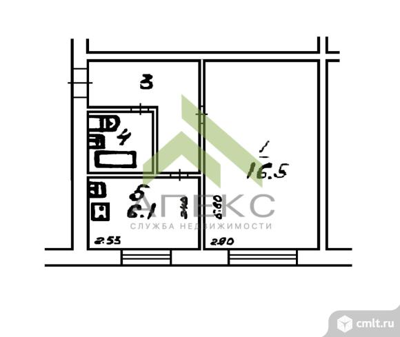 1-комнатная квартира 30,2 кв.м. Фото 15.