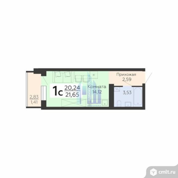 1-комнатная квартира 20,65 кв.м. Фото 1.